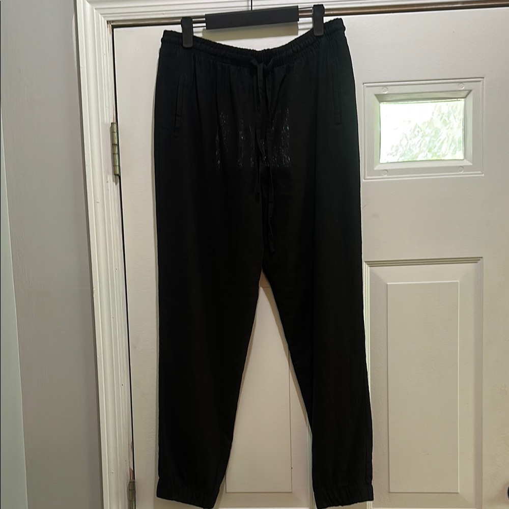 Love Tree Black Linen Joggers